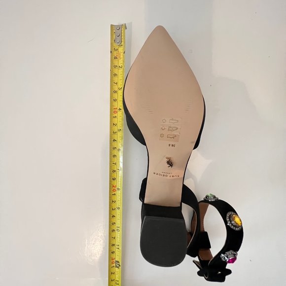 NEW! Kurt Geiger London Black Suede Jewel Embellished Ankle Strap Heel Shoes - Picture 15 of 16